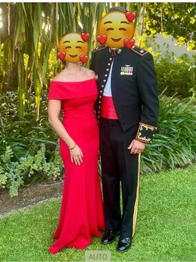 Aqua Bloomingdale’s Off-Shoulder Red Evening Gown - 6